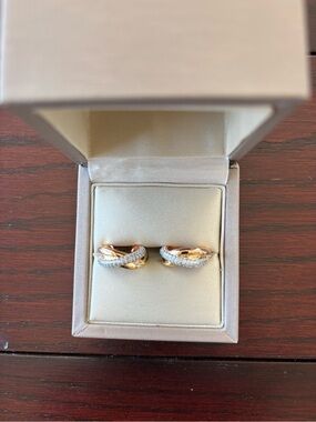 Replica Copy Two-Tone RoseGold Trinity Silver , CZ Twisted Earrings